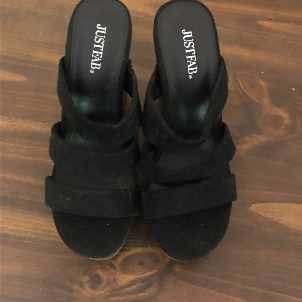 JustFab Black Strappy Mule Sandals